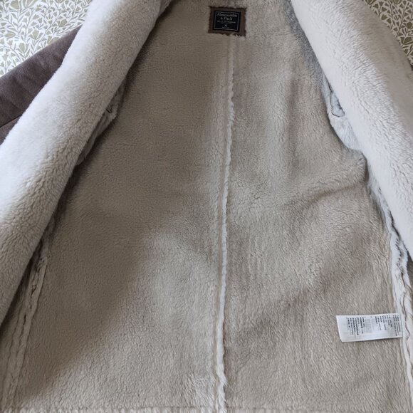 Abercrombie and Fitch xs rancher coat heavy faux suede shearling fur oversized - Picture 4 of 6